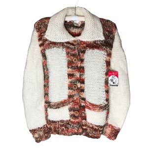 Medium Vintage Deadstock NWT Retro Sweater Cardigan Knit Button Up Collared